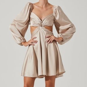 ASTR ANAMARIA CUTOUT LONG SLEEVE MINI DRESS